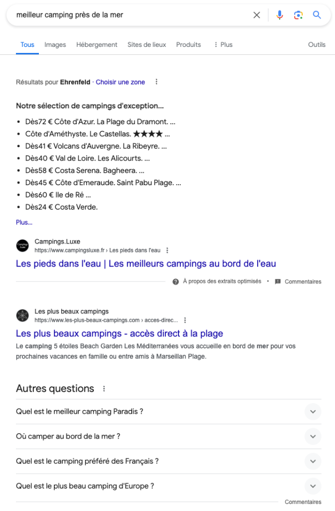 les features snippets sont important dans le secteur du tourisme pour se démarquer en SEO