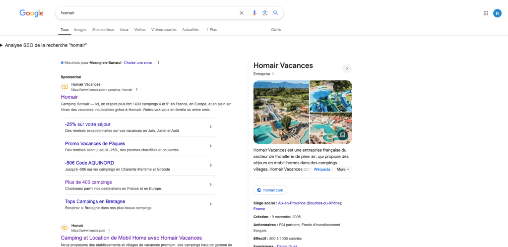publicité de marque sur la marque Homair