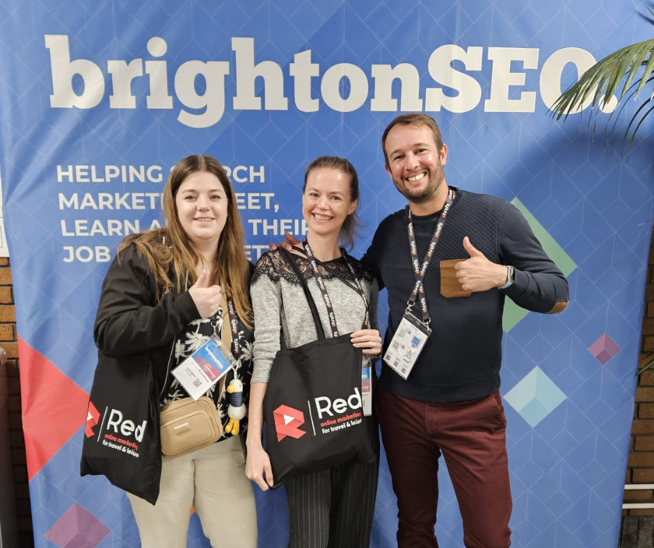 L'équipe de Red Online Marketing à la conférence Brighton SEO au Royaume Uni en avril 2025
